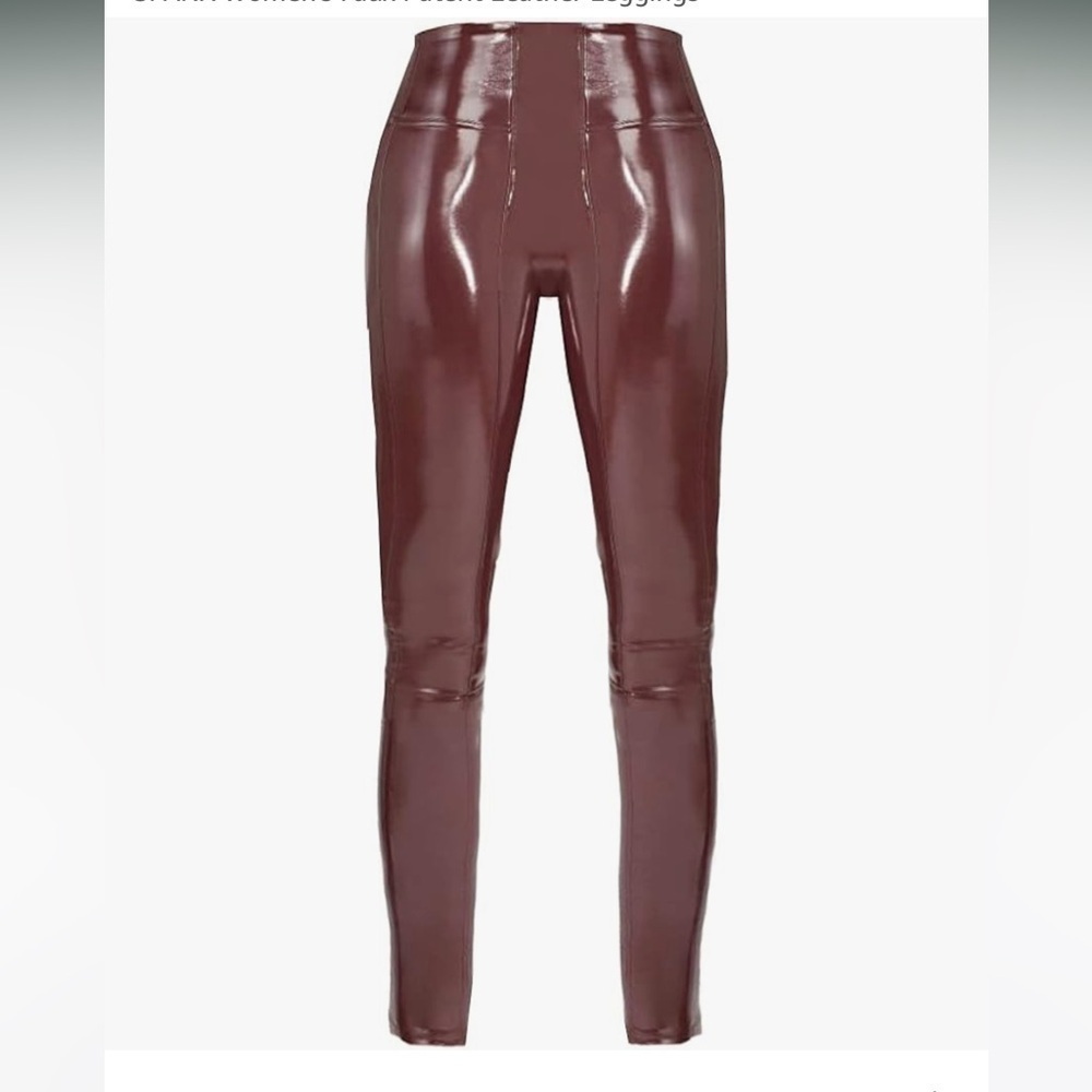 SPANX Shape Faux Patent Leather Vegan Leggings Pants Ruby Red NWT - Picture 11 of 15